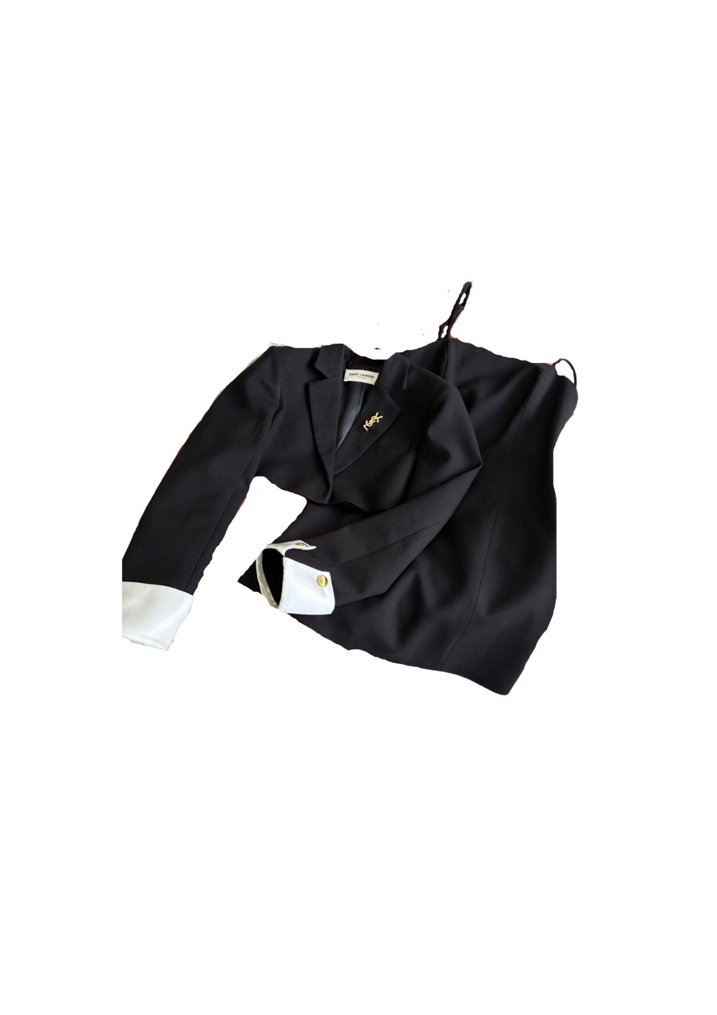Yves Saint Laurent Set Croptop Vest Dress Black For Women Yves Saint Laurent Set Croptop Vest Dress Black For Women
