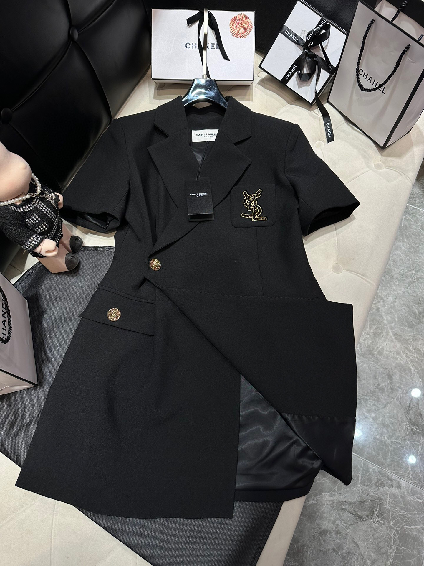 Yves Saint Laurent The Vest Neck Dress Black For Women
