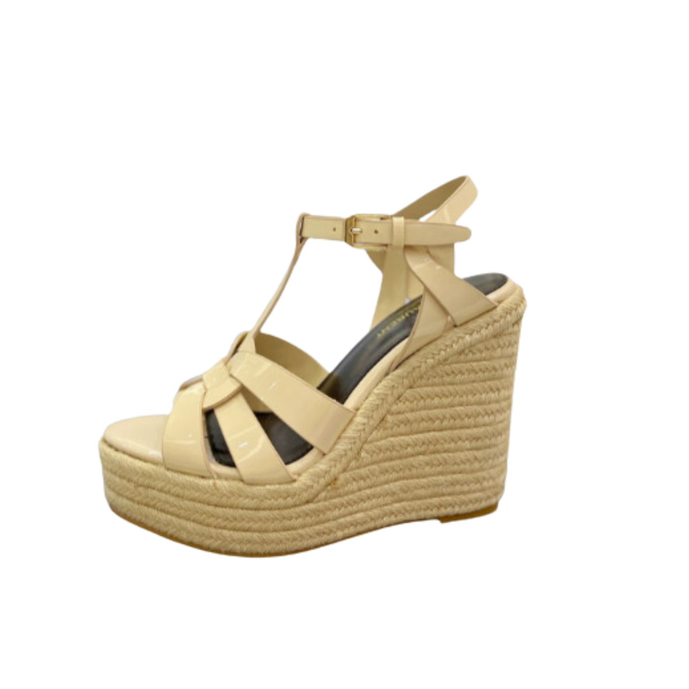 Yves Saint Laurent Tribute Espadrilles In Patent Beige For Women
