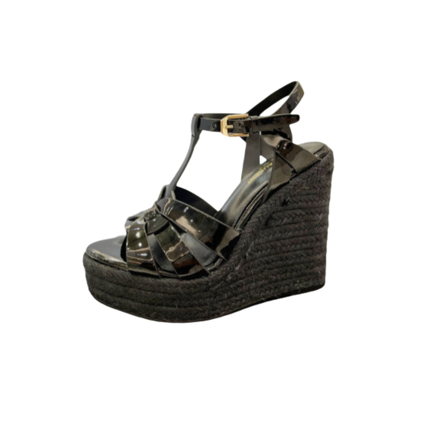 Yves Saint Laurent Tribute Espadrilles In Patent Black For Women