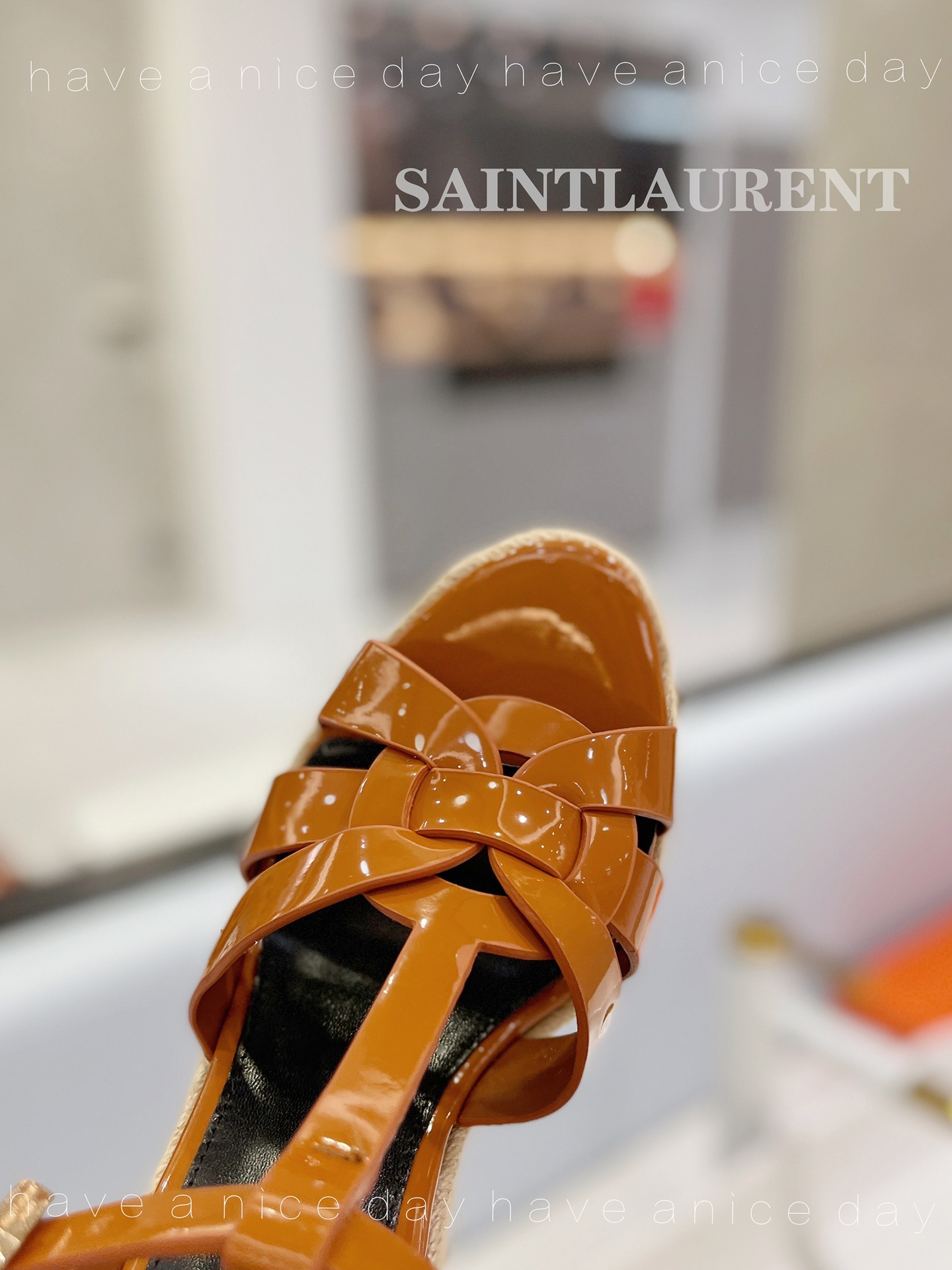 Yves Saint Laurent Tribute Espadrilles In Patent Brown For Women