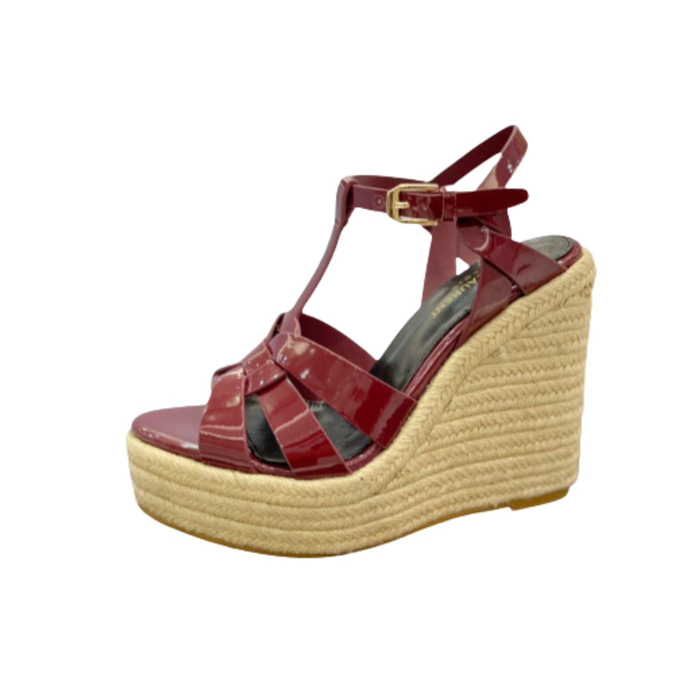 Yves Saint Laurent Tribute Espadrilles In Patent Burgundy  For Women