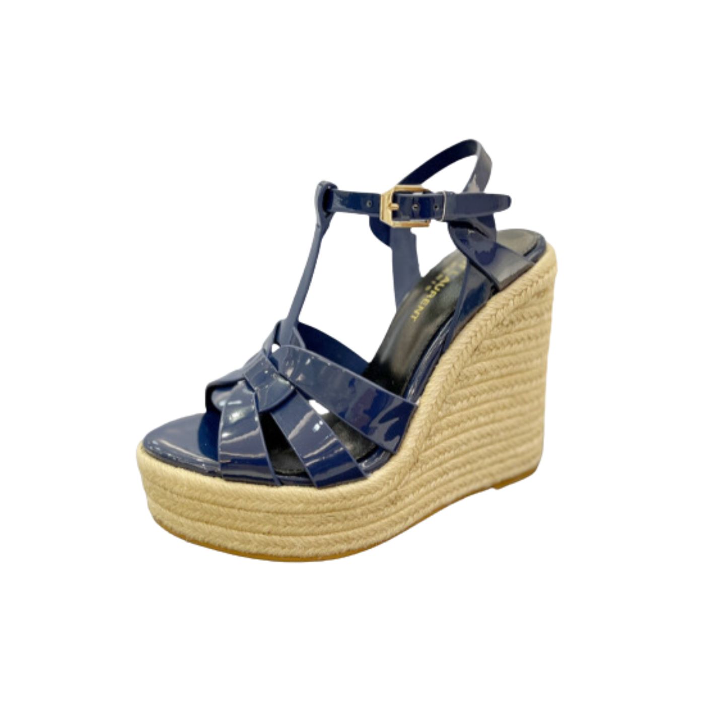 Yves Saint Laurent Tribute Espadrilles In Patent Navy Blue For Women