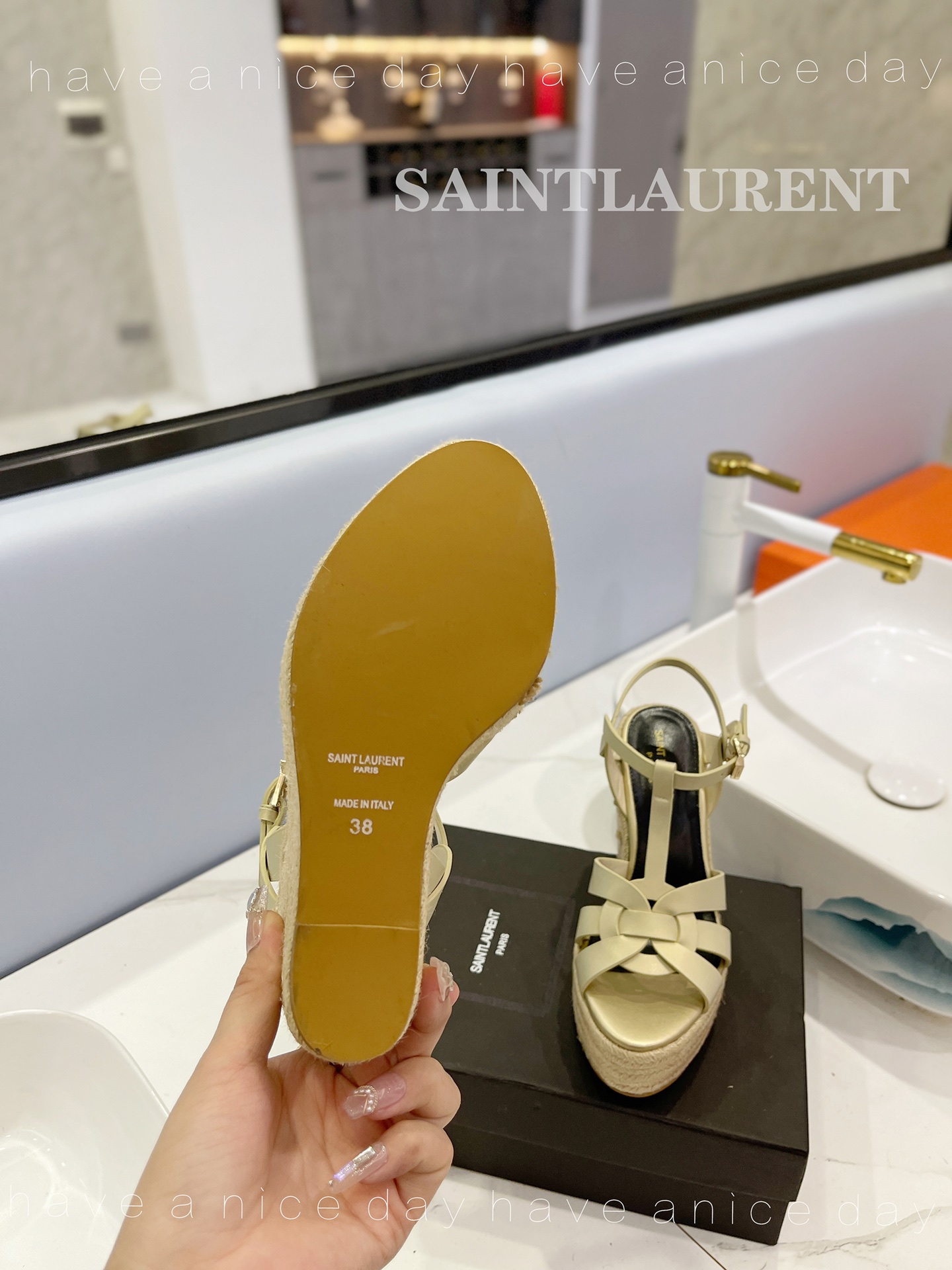 Yves Saint Laurent Tribute Espadrilles In Smooth Beige For Women