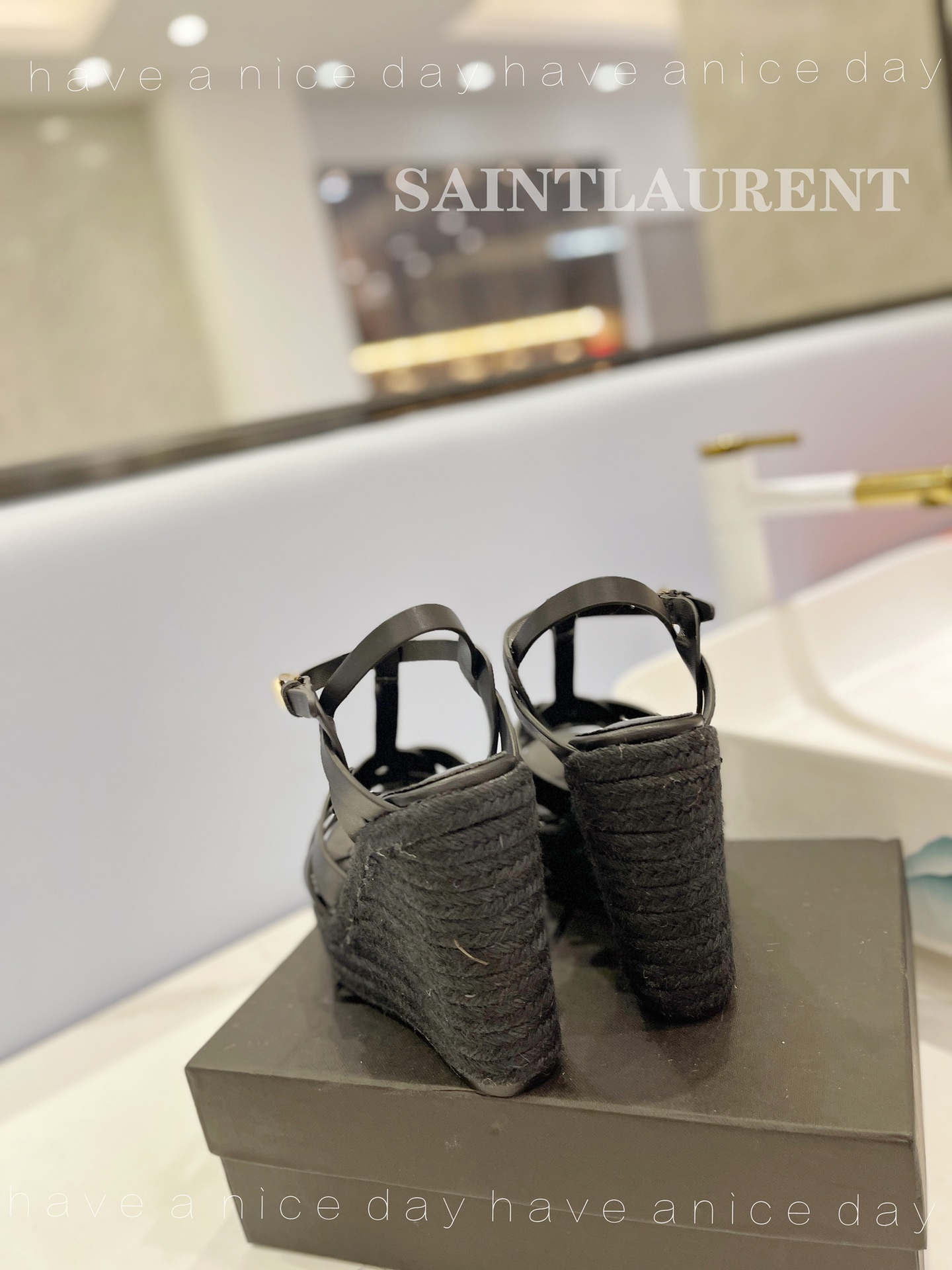 Yves Saint Laurent Tribute Espadrilles In Smooth Black For Women 611924BDA001000