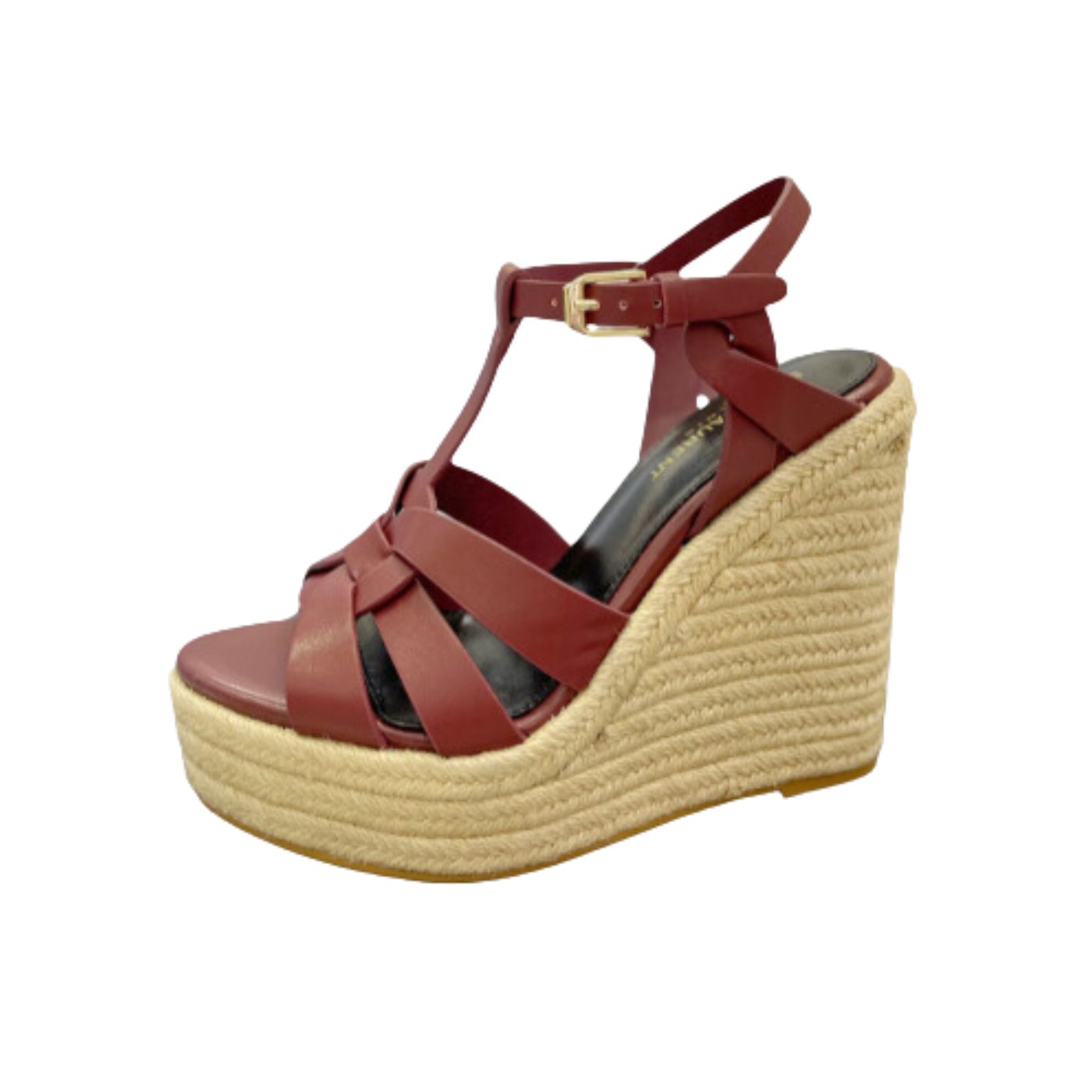 Yves Saint Laurent Tribute Espadrilles In Smooth Burgundy For Women 611924BDA002206