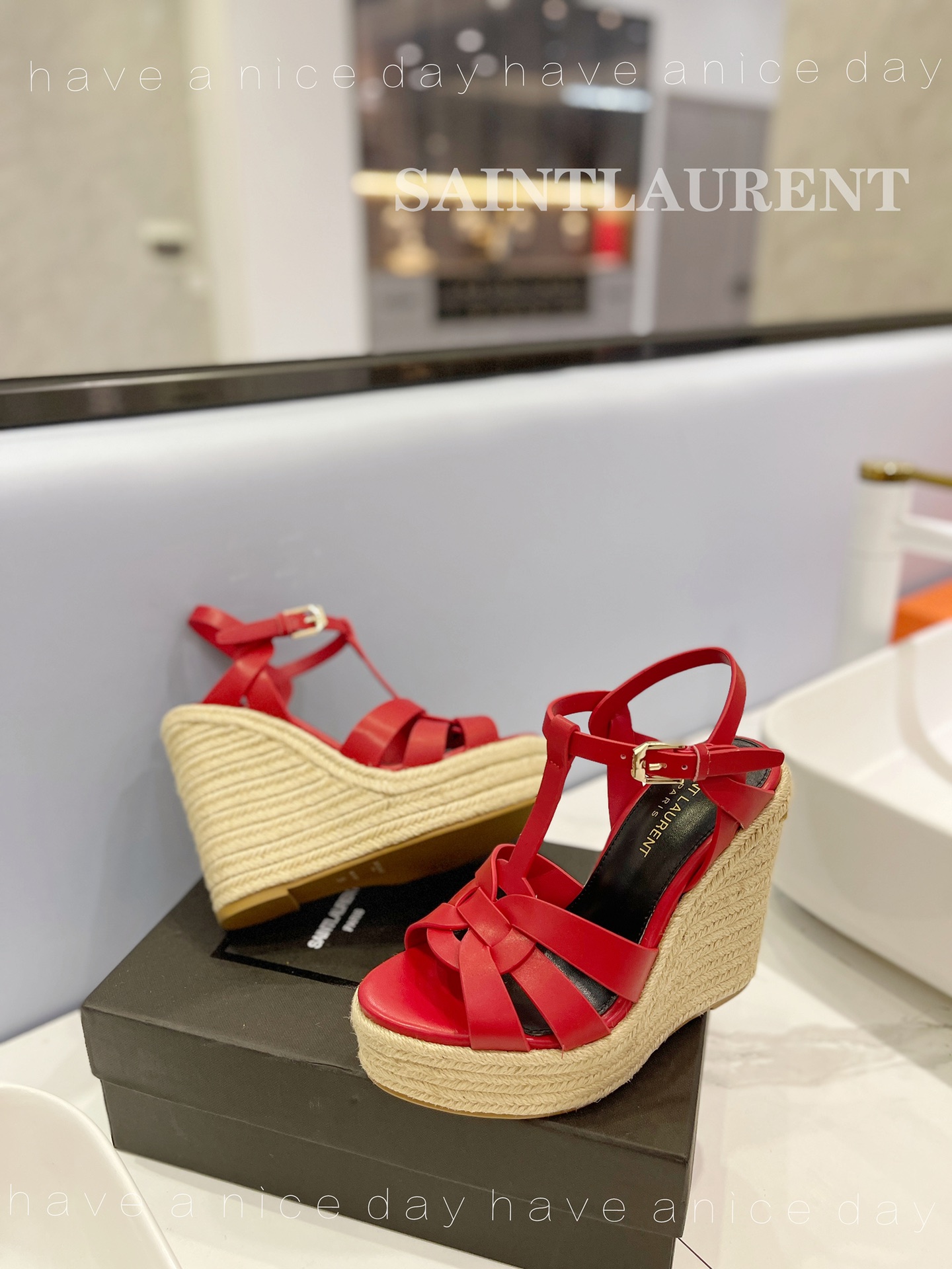 Yves Saint Laurent Tribute Espadrilles In Smooth Red For Women