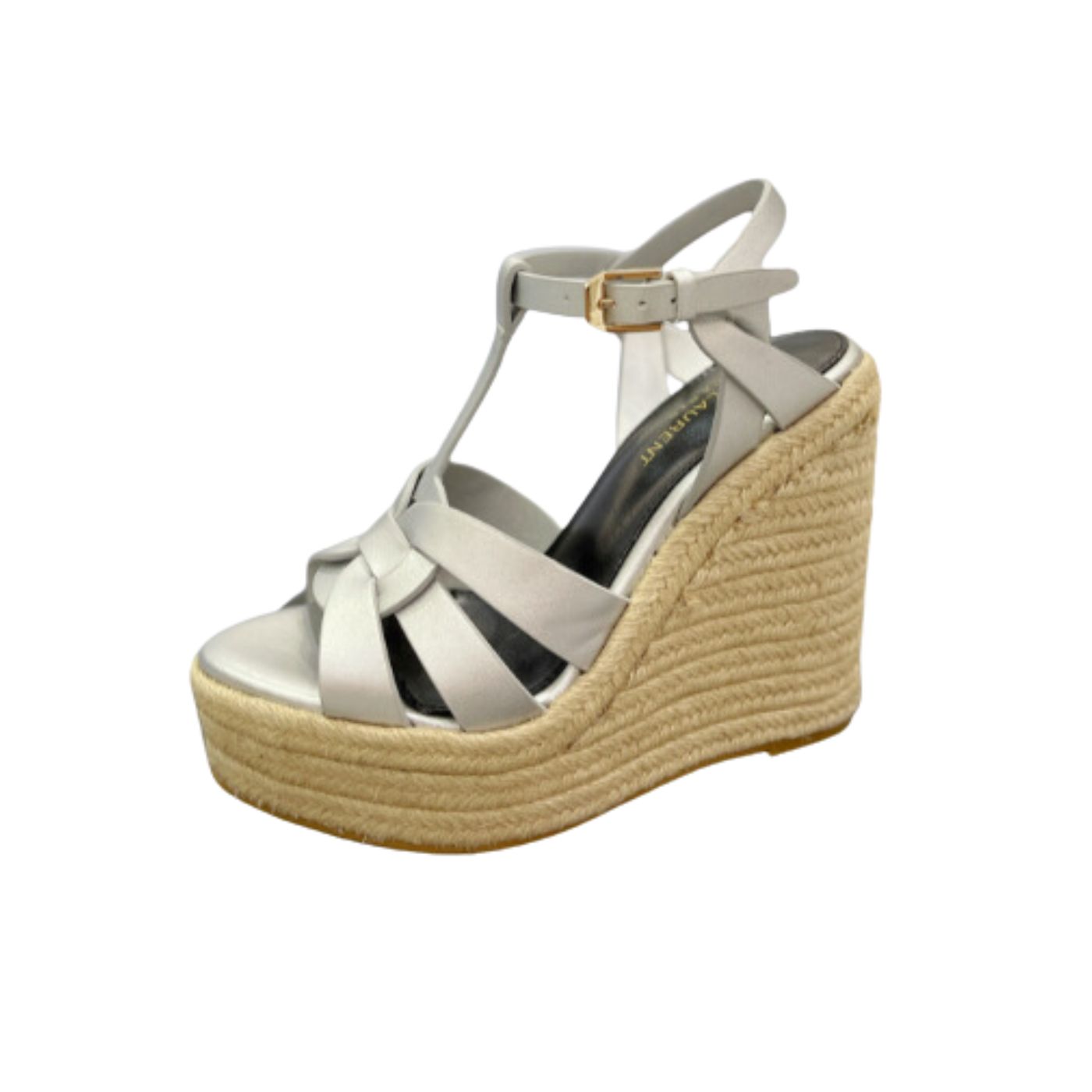 Yves Saint Laurent Tribute Espadrilles In Smooth Silver For Women