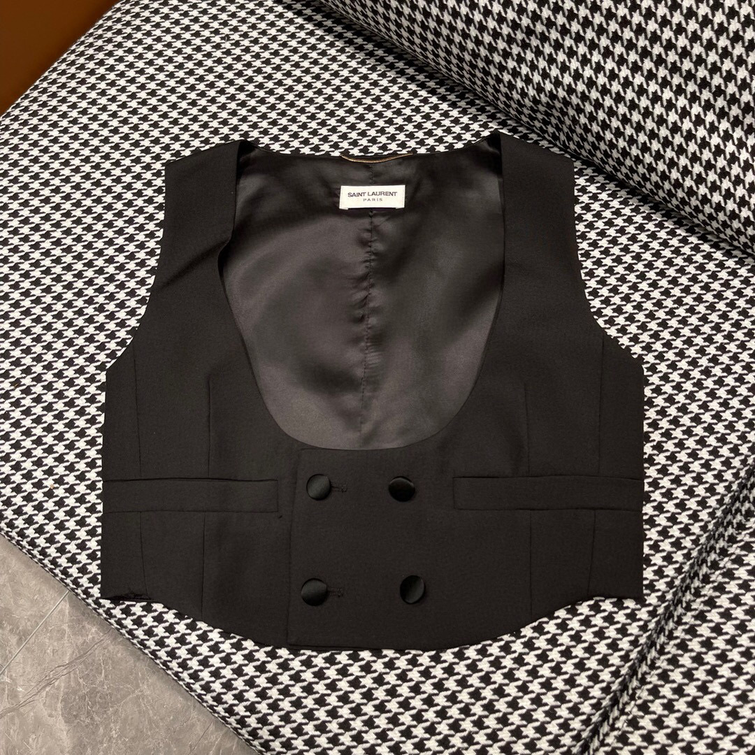 Yves Saint Laurent Tuxedo Vest Jacket Black For Women Yves Saint Laurent Tuxedo Vest Jacket Black For Women