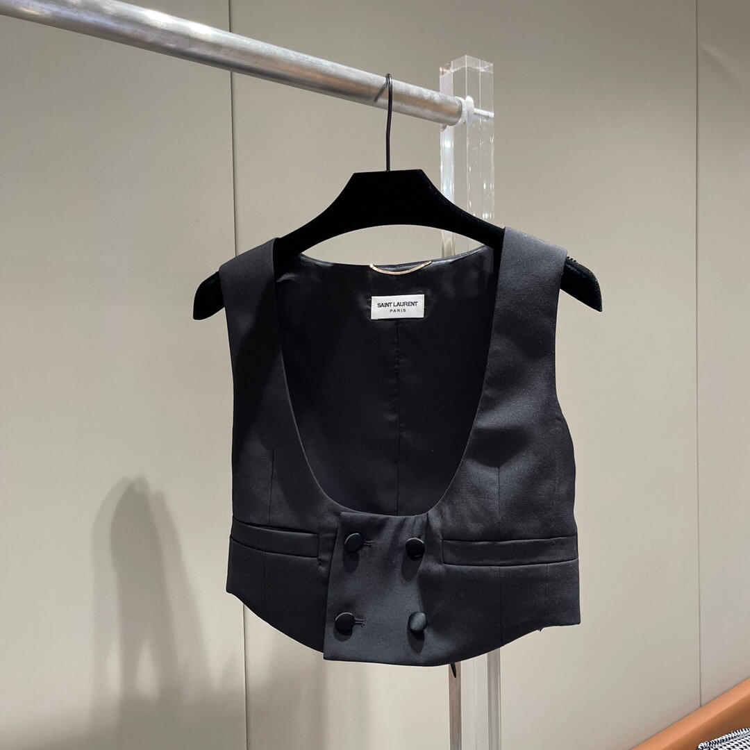 Yves Saint Laurent Tuxedo Vest Jacket Black For Women Yves Saint Laurent Tuxedo Vest Jacket Black For Women