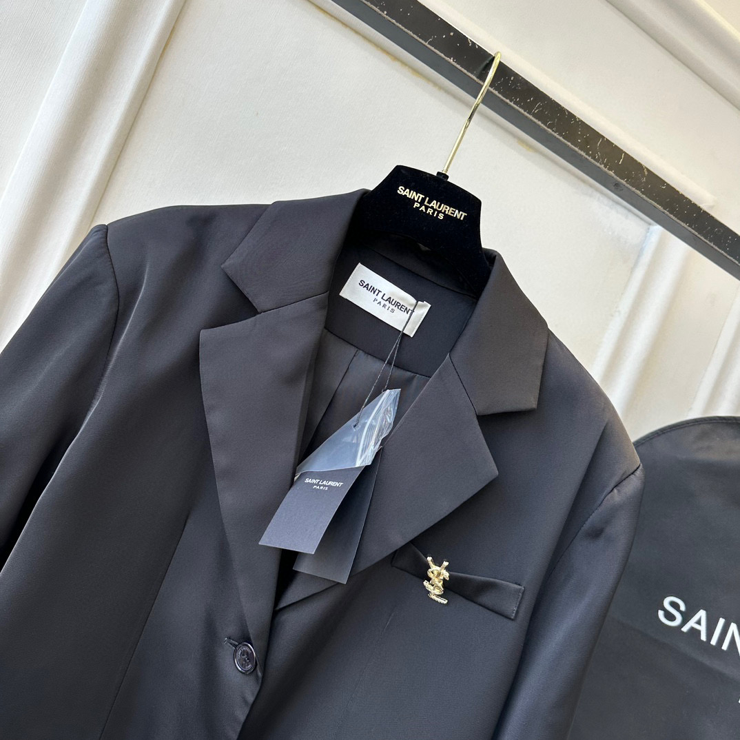 Yves Saint Laurent Two Buttons Closure Jacket Black For Women Yves Saint Laurent Two Buttons Closure Jacket Black For Women