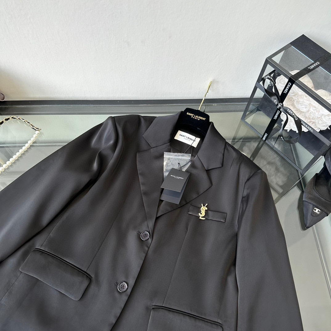 Yves Saint Laurent Two Buttons Closure Jacket Black For Women Yves Saint Laurent Two Buttons Closure Jacket Black For Women