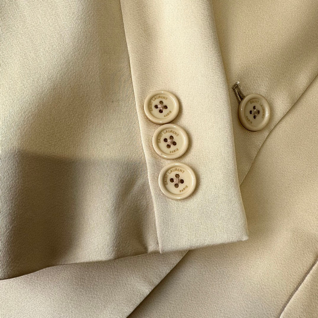 Yves Saint Laurent Two Buttons Closure Jacket Light Beige For Women Yves Saint Laurent Two Buttons Closure Jacket Light Beige For Women