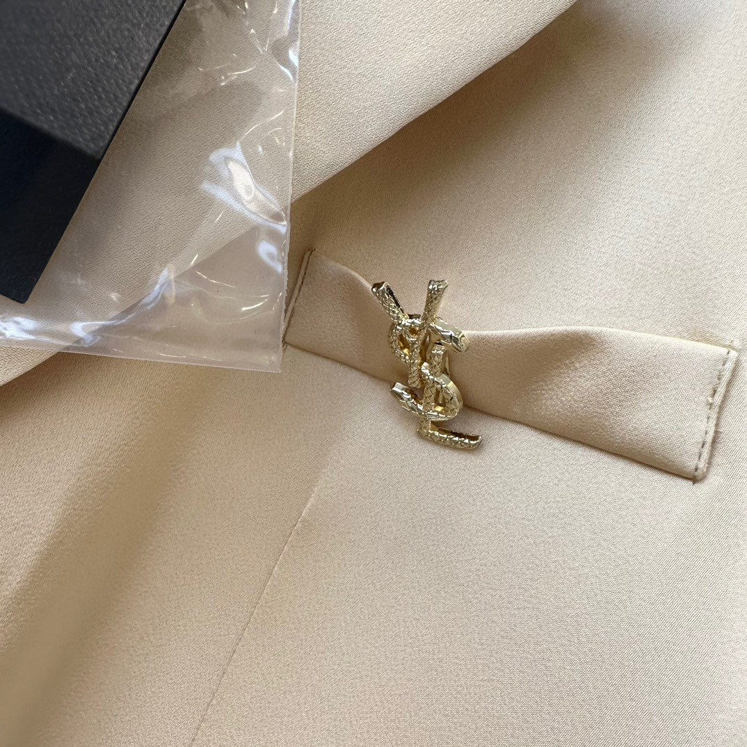 Yves Saint Laurent Two Buttons Closure Jacket Light Beige For Women Yves Saint Laurent Two Buttons Closure Jacket Light Beige For Women