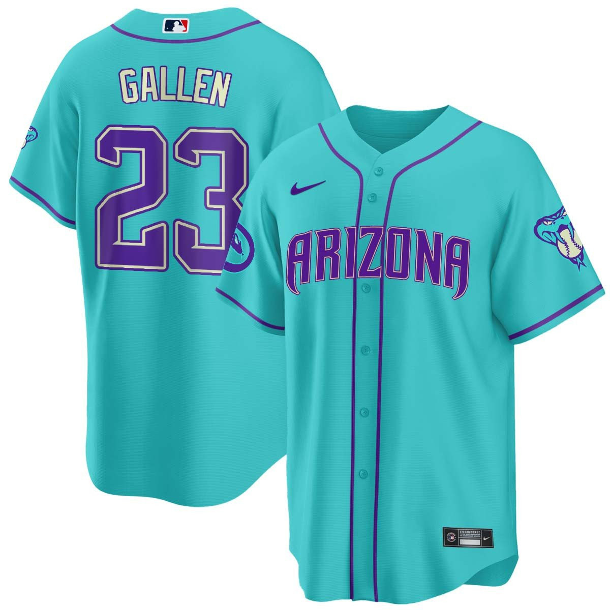 Zac Gallen Men's 2024 Arizona Diamondbacks Teal Purple Cool Arizona Jersey - All Stitched