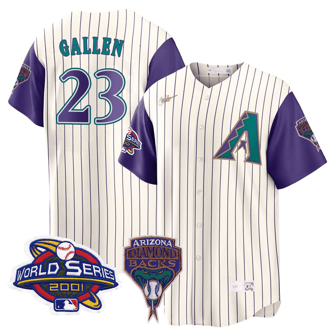 Zac Gallen Men's Arizona Diamondbacks 2001 World Series Patch Throwback Jersey - All Stitched