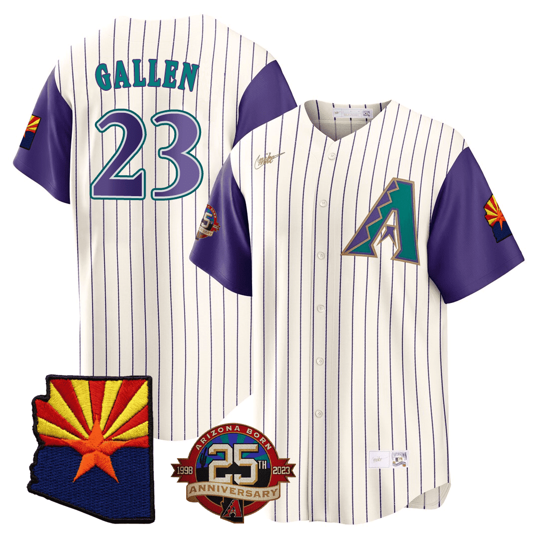 Zac Gallen Men's Arizona Diamondbacks Throwback - Arizona State & 25th Anniversary Patch Jersey - All Stitched