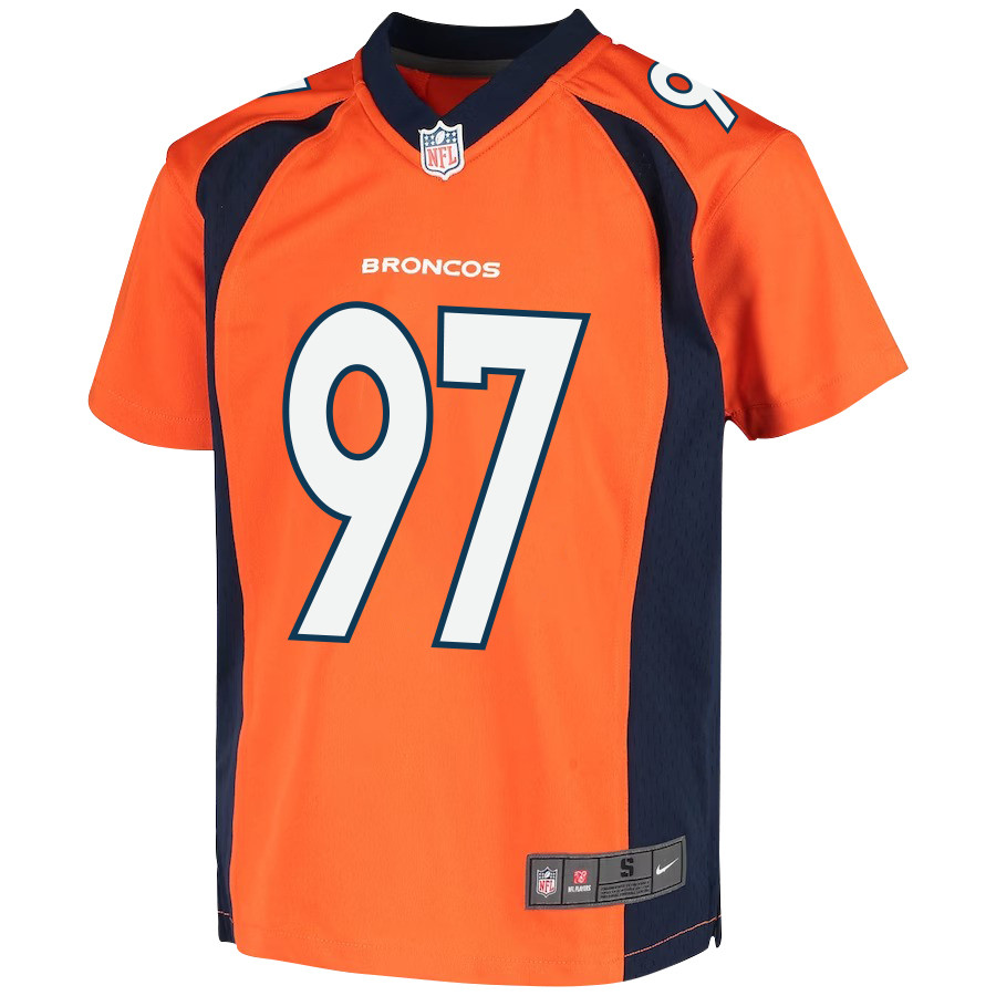 Zach Allen 97 Denver Broncos Game Youth Stitched Jersey – Orange
