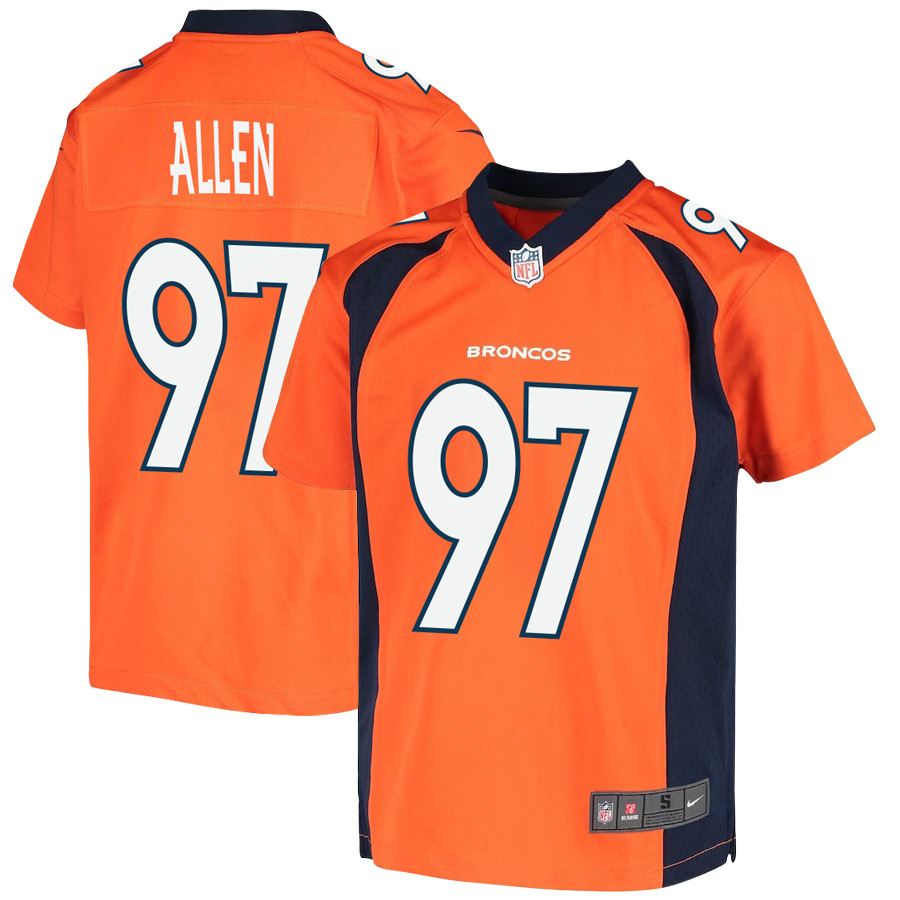 Zach Allen 97 Denver Broncos Game Youth Stitched Jersey – Orange