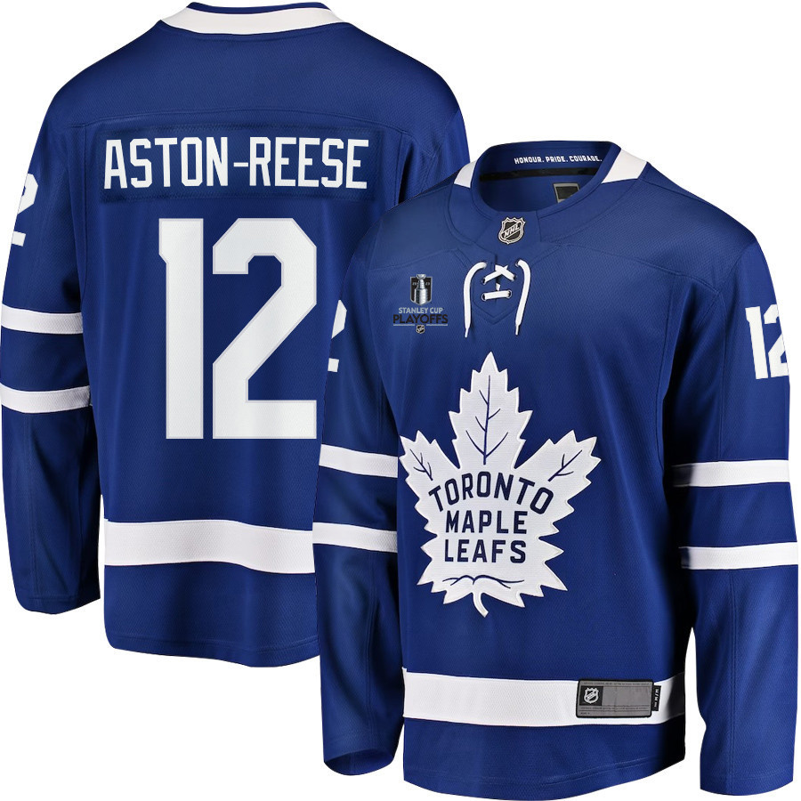 Zach Aston-Reese 12 Toronto Maple Leafs Stanley Cup 2023 Playoffs Patch Home Breakaway Men Stitched Jersey – Blue
