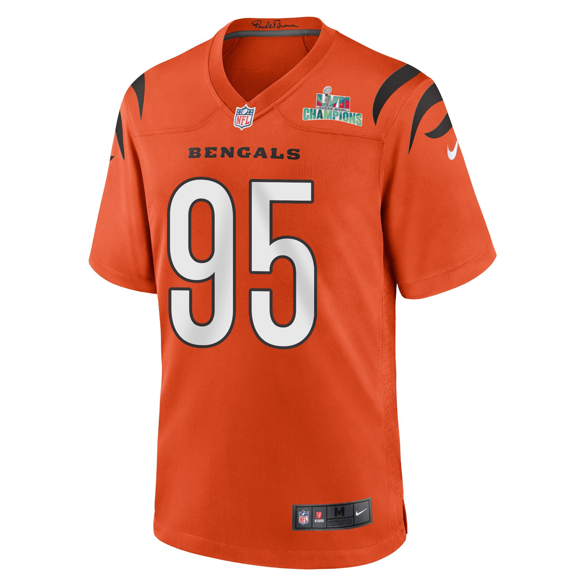 Zach Carter 95 Cincinnati Bengals Super Bowl LVII Champions Men Alternate Game Stitched Jersey – Orange