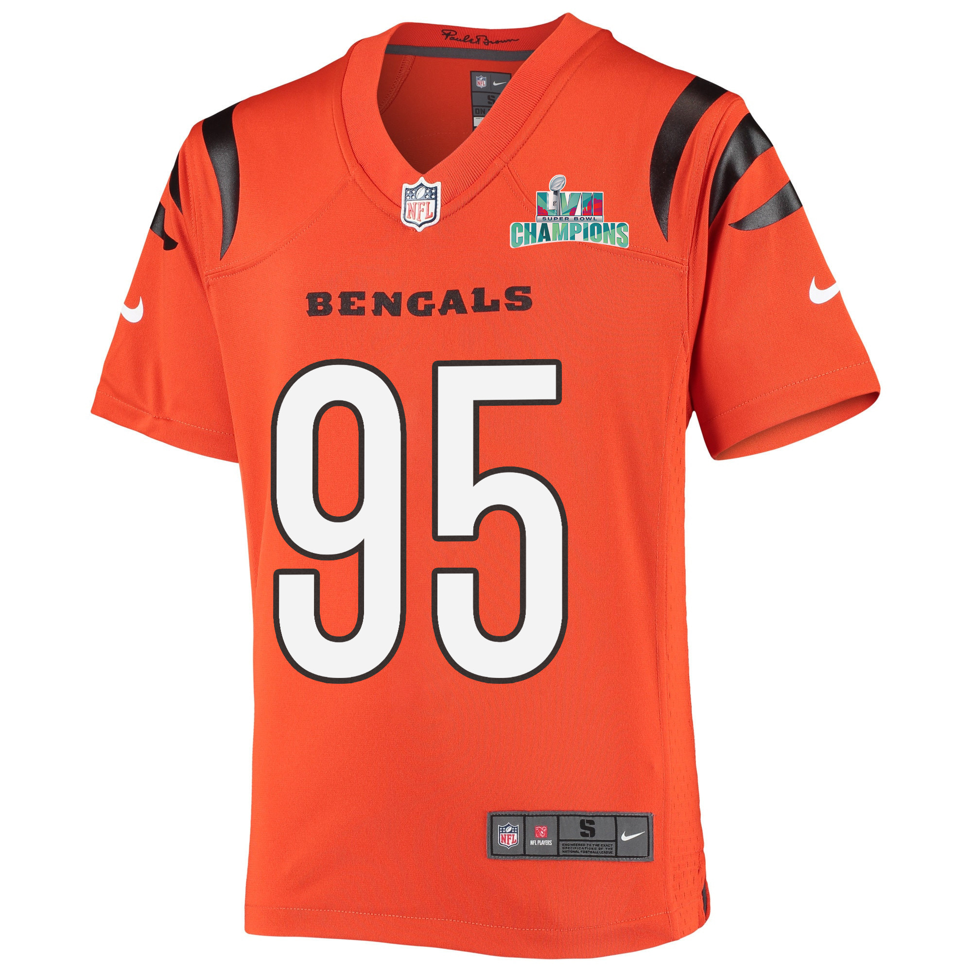 Zach Carter 95 Cincinnati Bengals Super Bowl LVII Champions Youth Alternate Game Stitched Jersey – Black