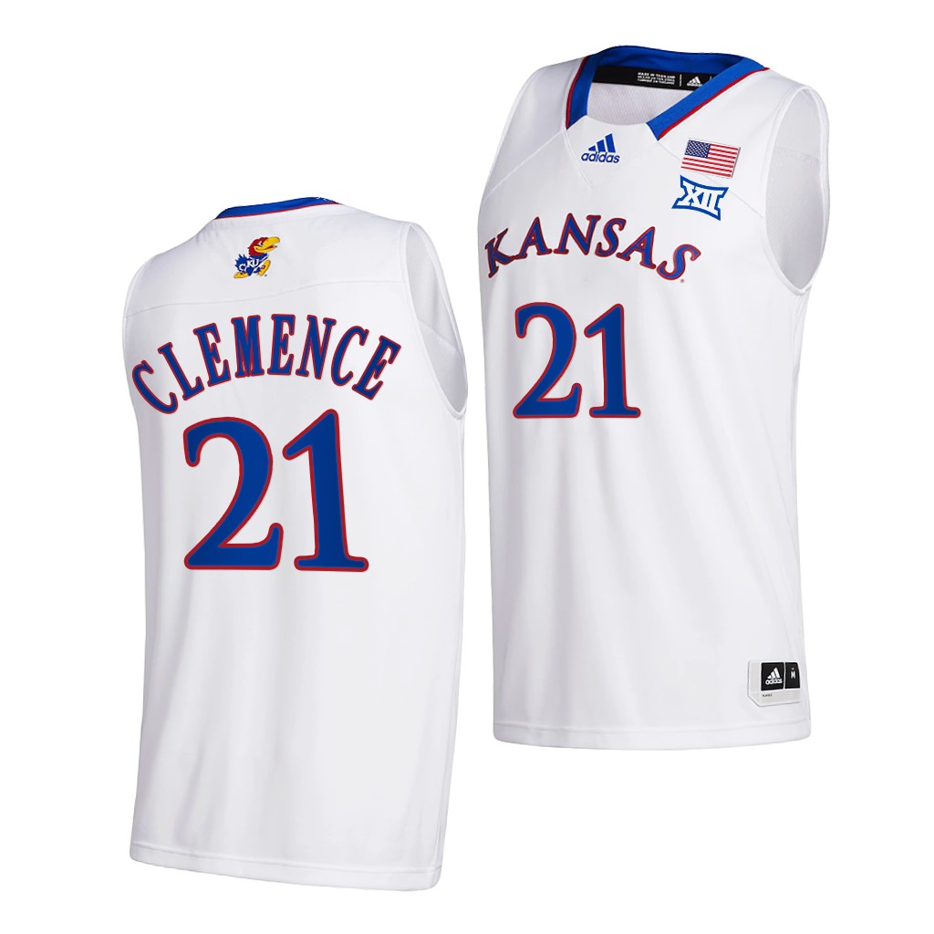 Zach Clemence #21 Kansas Jayhawks 2021-22 College Home White Jersey