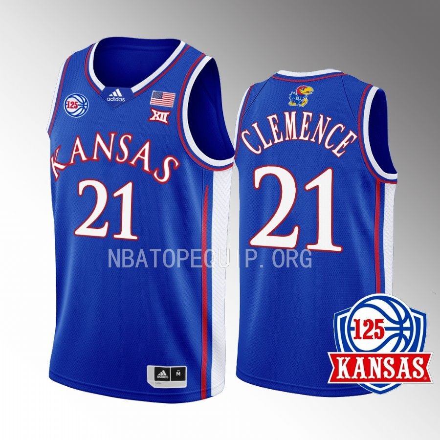 Zach Clemence Kansas Jayhawks Blue Jersey 2022-23 125th Anniversary Away