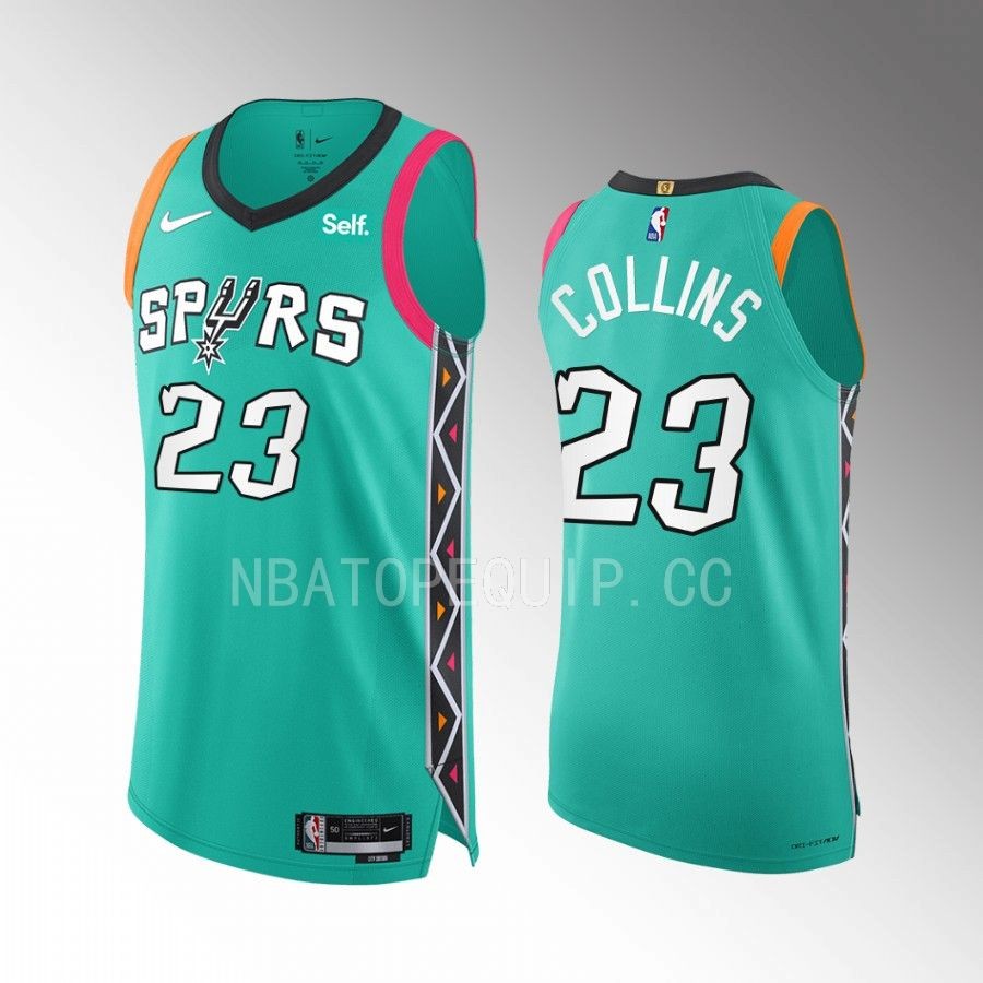 Zach Collins 2022-23 San Antonio Spurs #23 City Edition Jersey Teal
