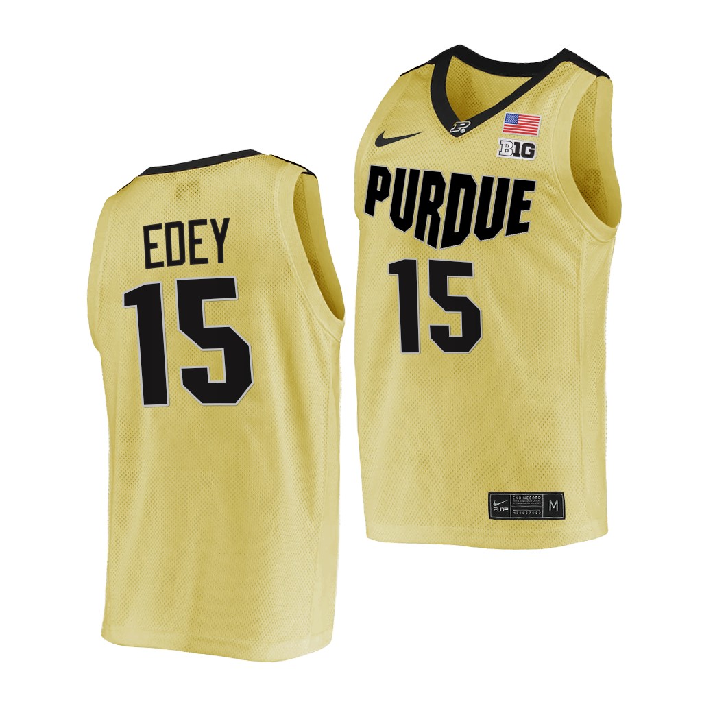 Zach Edey College Purdue Boilermakers #15 Gold Jersey