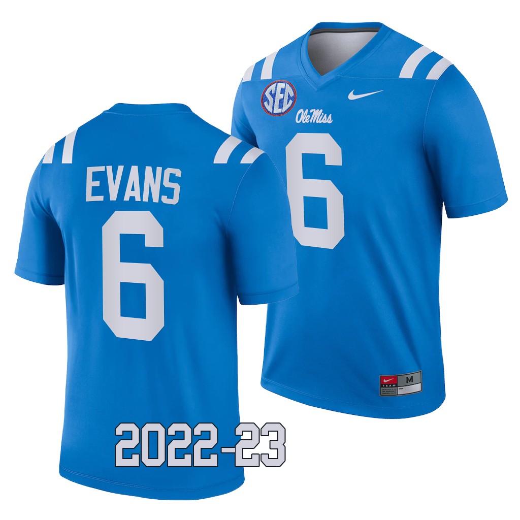 Zach Evans Ole Miss Rebels 2022-23 College Legend Jersey Men's Powder Blue #6 Uniform