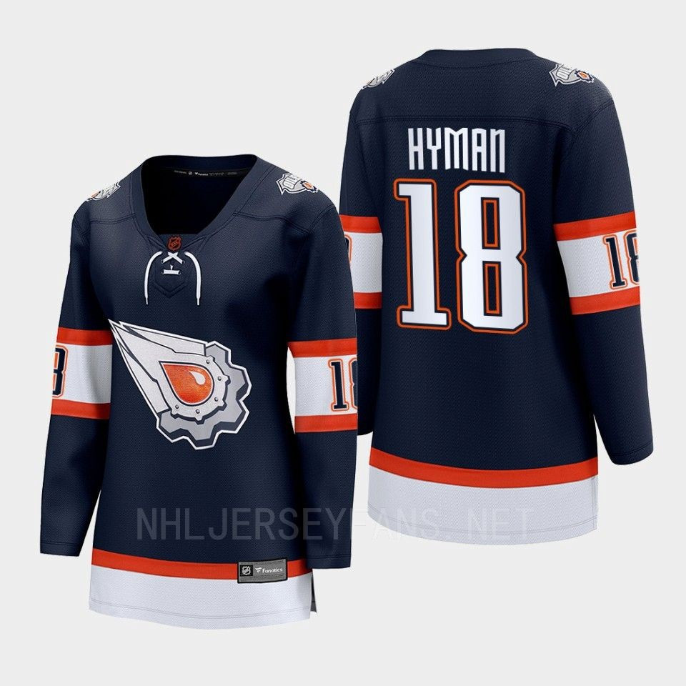 Zach Hyman 18 Edmonton Oilers 2022 Special Edition 2.0 Women Breakaway Player Retro Stitched Jersey Navy
