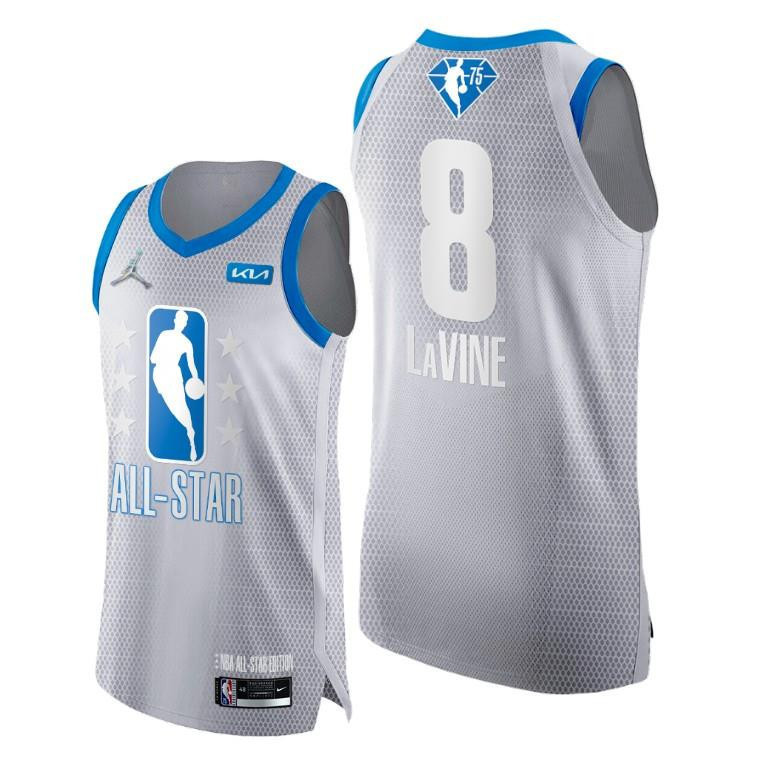 Zach LaVine 2022 All-Star Grey Blue 75th Stitched Jersey Bulls 8 – Men