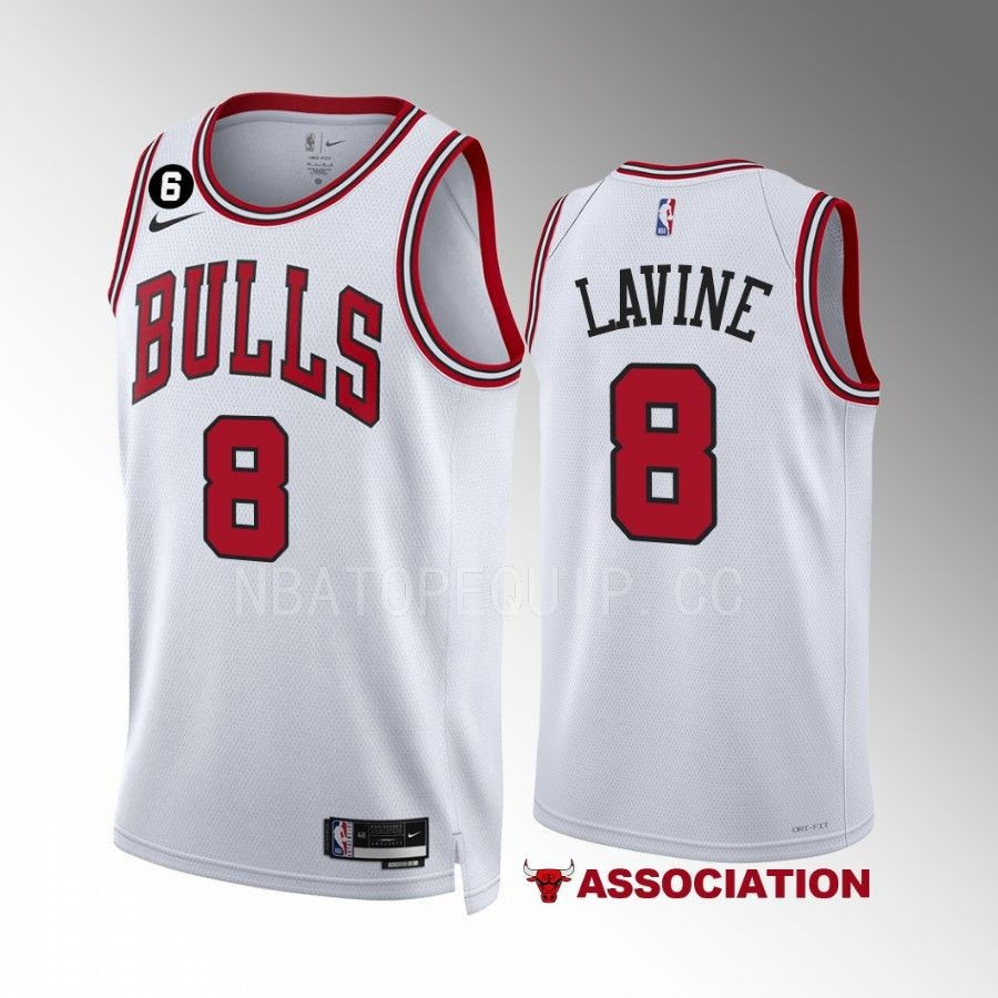Zach LaVine 8 Chicago Bulls White Men Stitched Jersey 2022-23 Association Edition NO.6 Patch