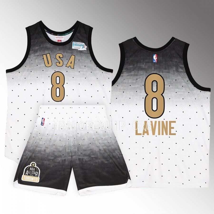 Zach LaVine All-Star USA Jersey 2016 NBA Rising Stars White #8 Shorts Set