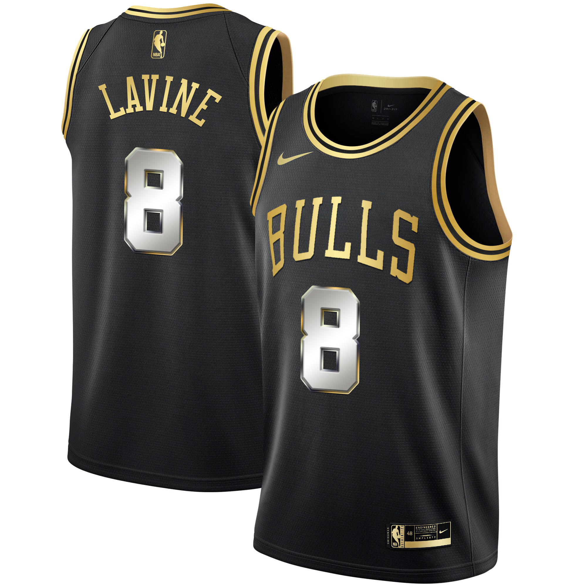 Zach LaVine Men's Chicago Bulls Black Limited & Black Gold Jersey - All Stitched