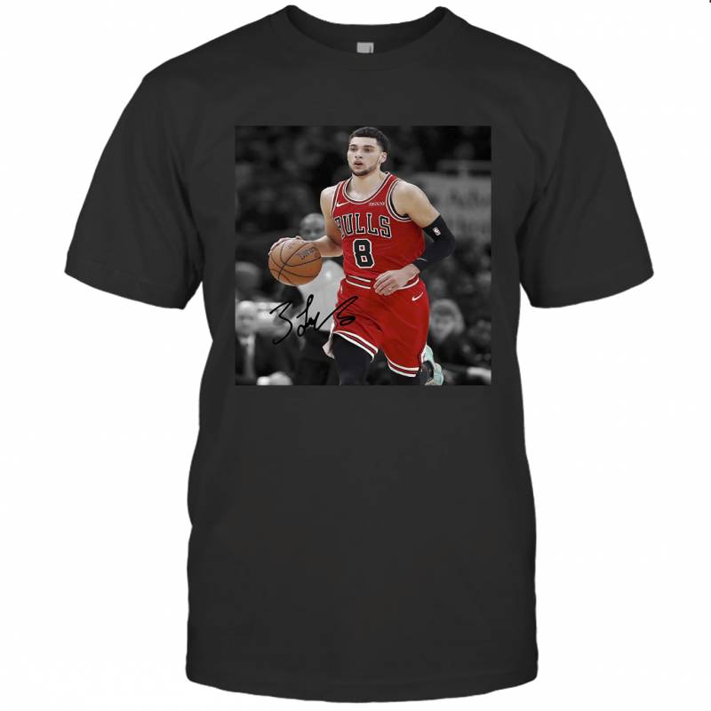 Zach LaVine Signed Mounted Photo Display Chicago Bulls T-Shirt