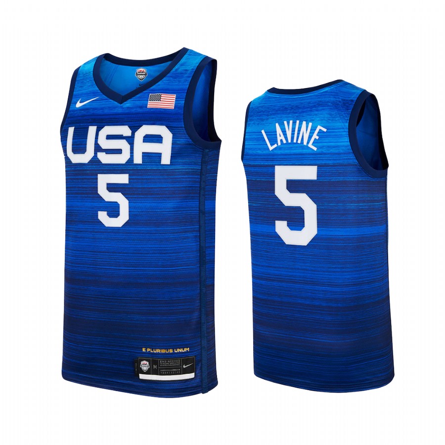 Zach LaVine USA #5 Blue Tokyo Olympics 2021 Away Jersey