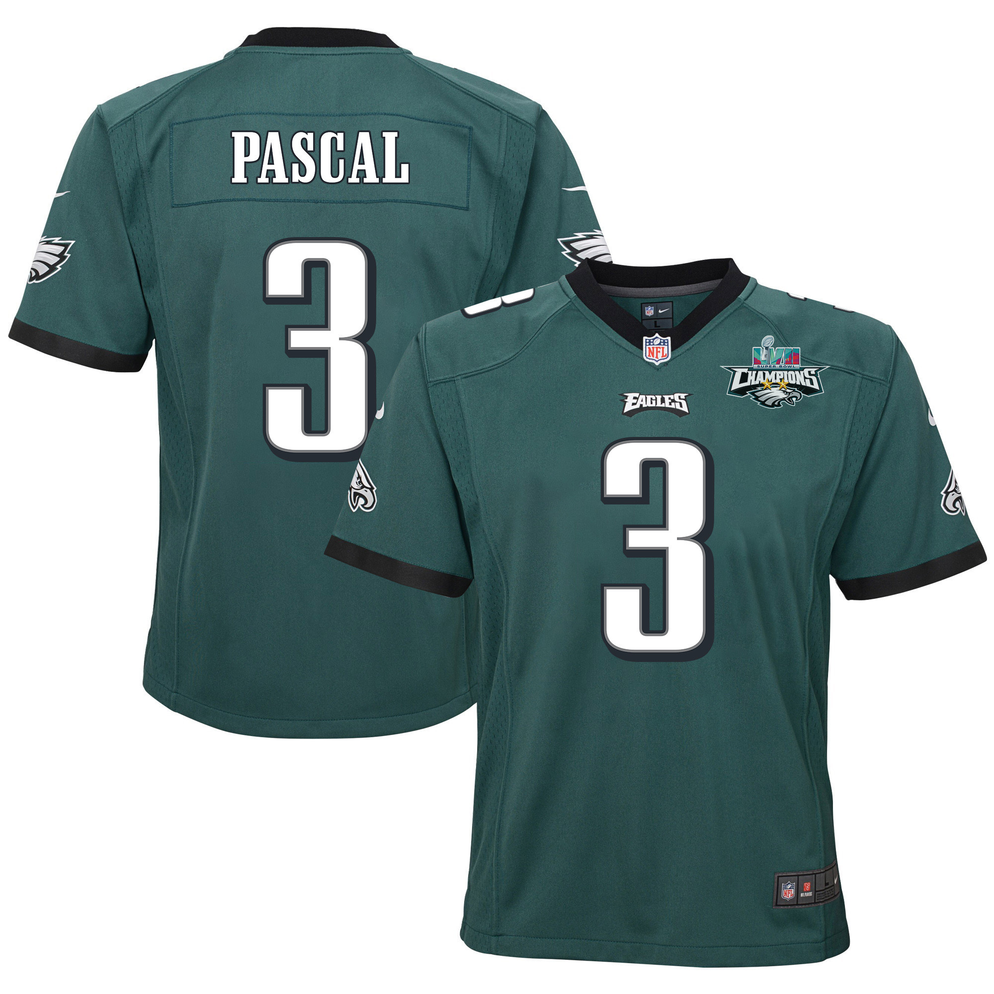 Zach Pascal 3 Philadelphia Eagles Super Bowl LVII Champions 2 Stars 2 Stars Youth Game Stitched Jersey – Black