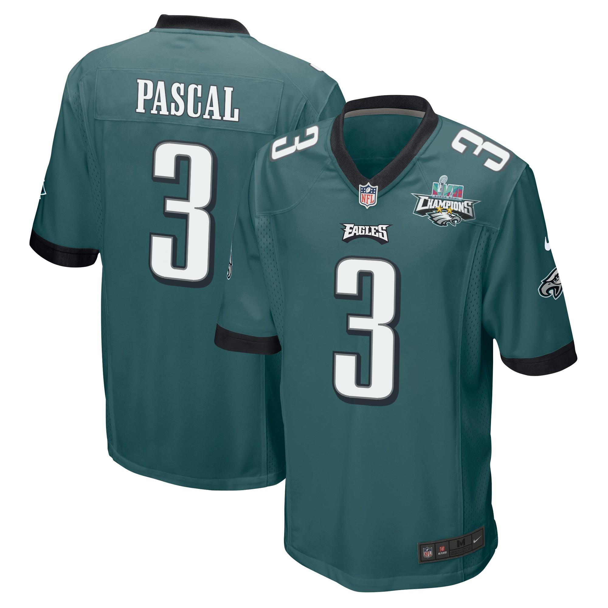 Zach Pascal 3 Philadelphia Eagles Super Bowl LVII Champions 2 Stars Men Game Stitched Jersey – Midnight Green