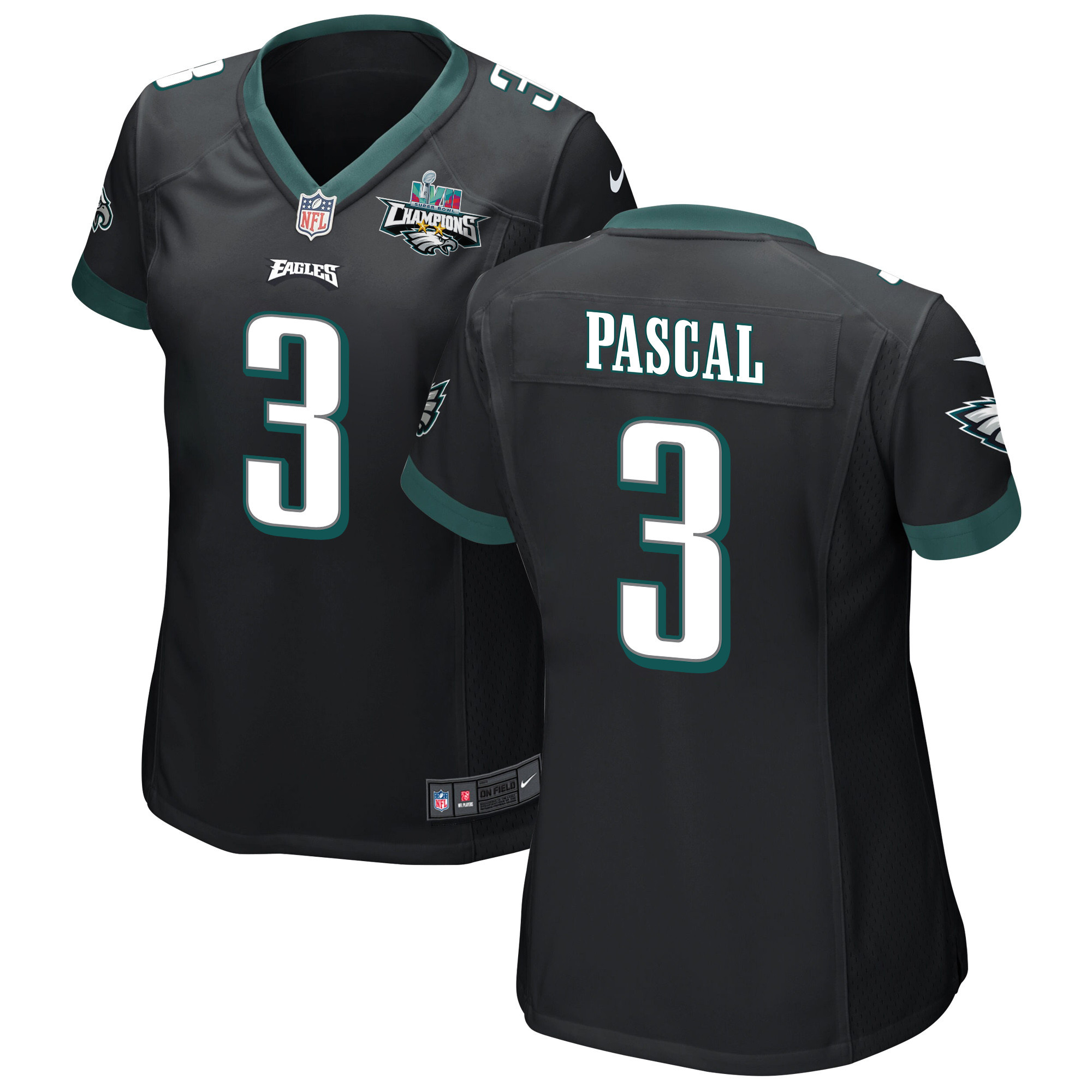 Zach Pascal 3 Philadelphia Eagles Super Bowl LVII Champions 2 Stars Women Game Stitched Jersey – Black