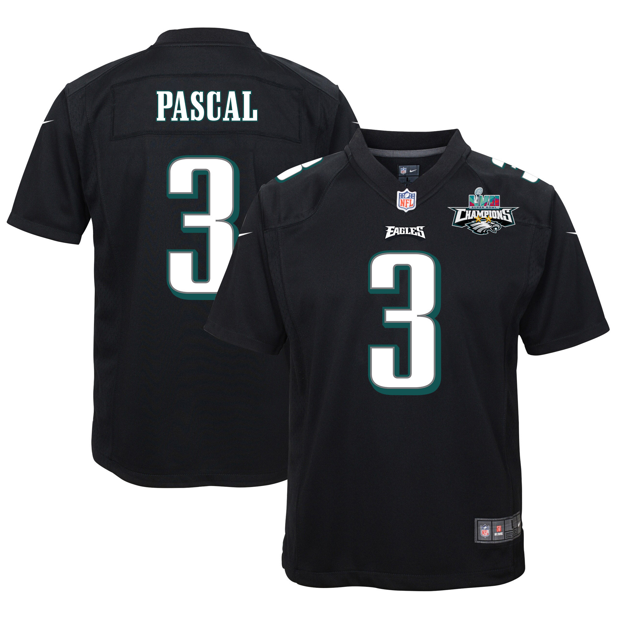 Zach Pascal 3 Philadelphia Eagles Super Bowl LVII Champions 2 Stars Youth Game Stitched Jersey – Black
