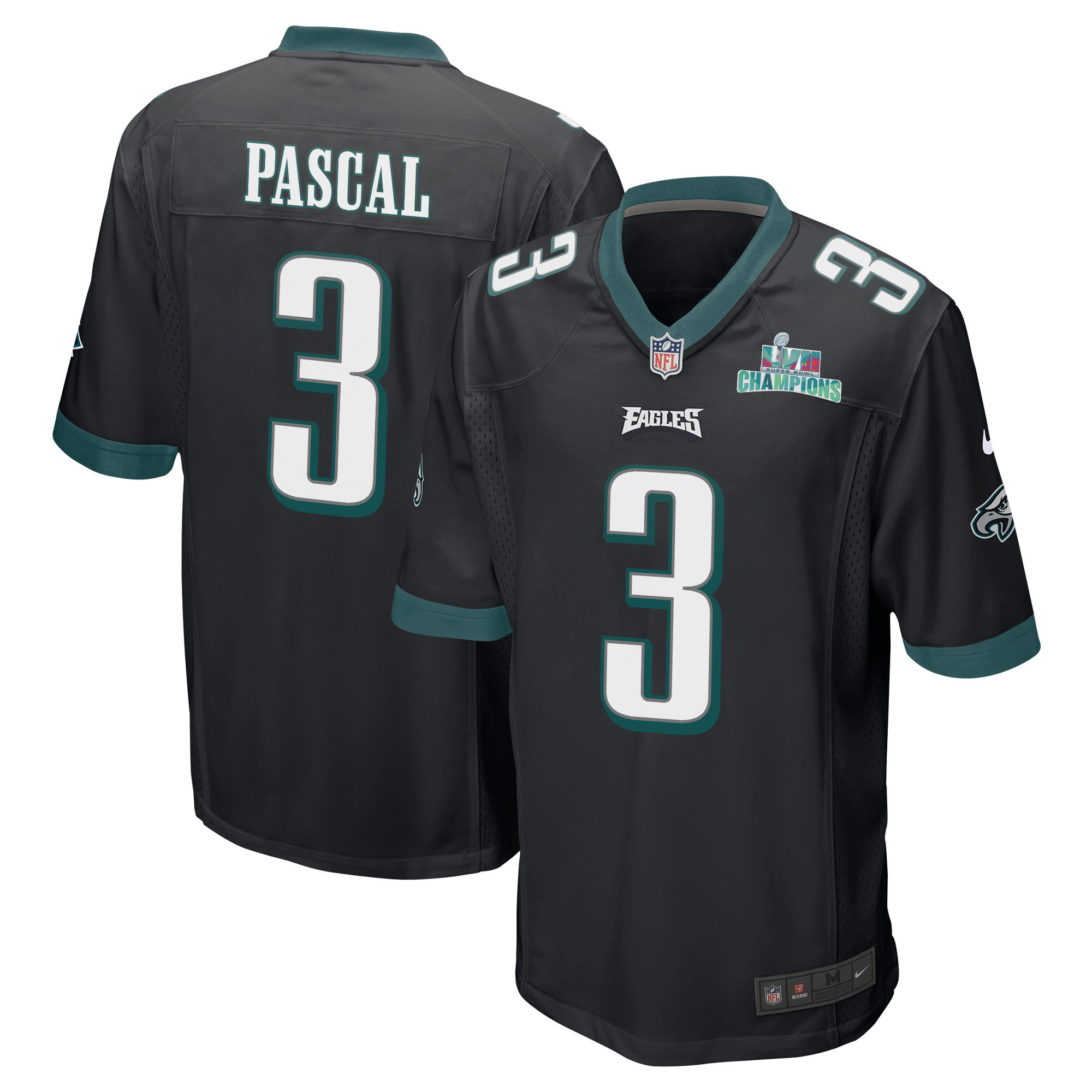 Zach Pascal 3 Philadelphia Eagles Super Bowl LVII Champions Men Game Stitched Jersey – Black