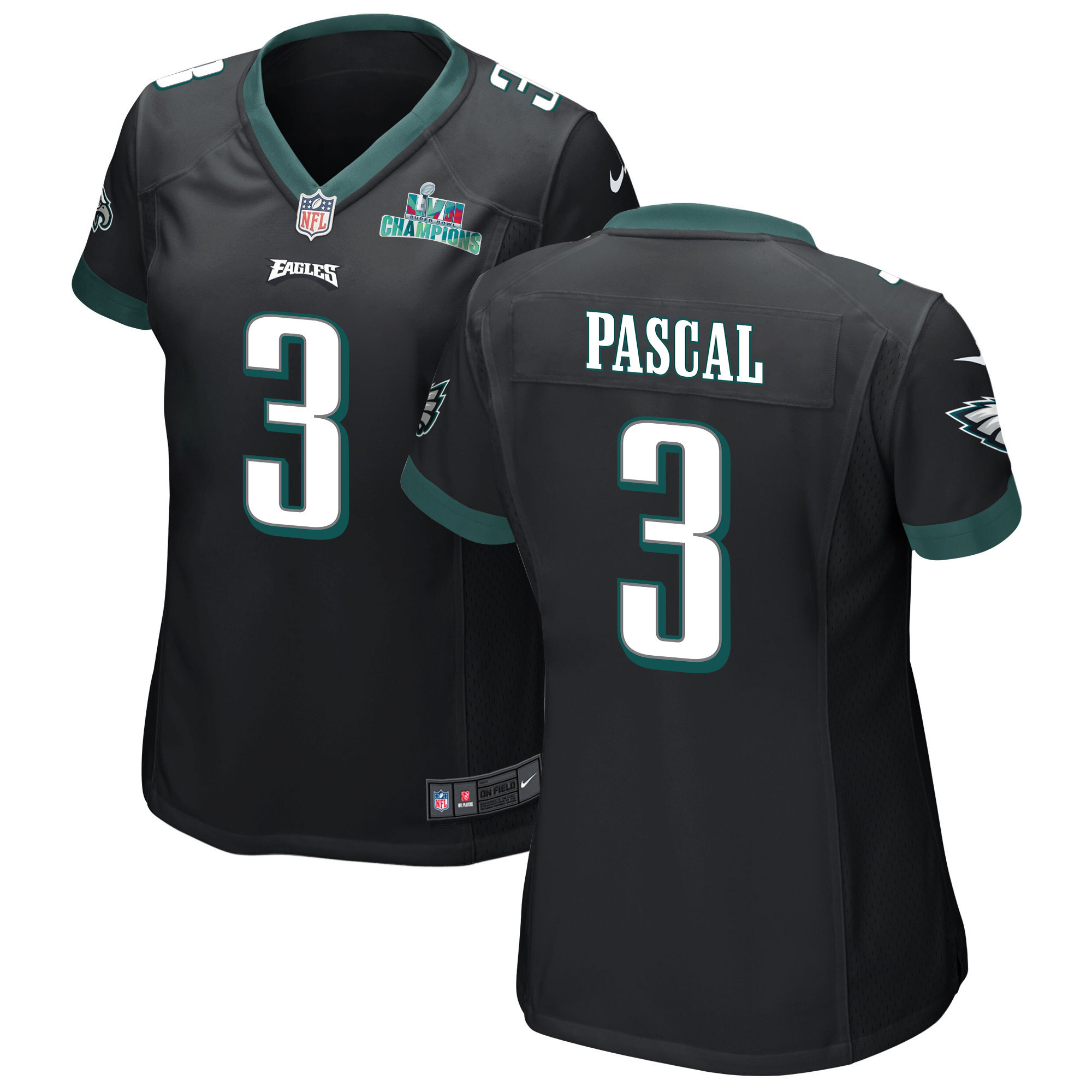 Zach Pascal 3 Philadelphia Eagles Super Bowl LVII Champions Women Game Stitched Jersey – Black