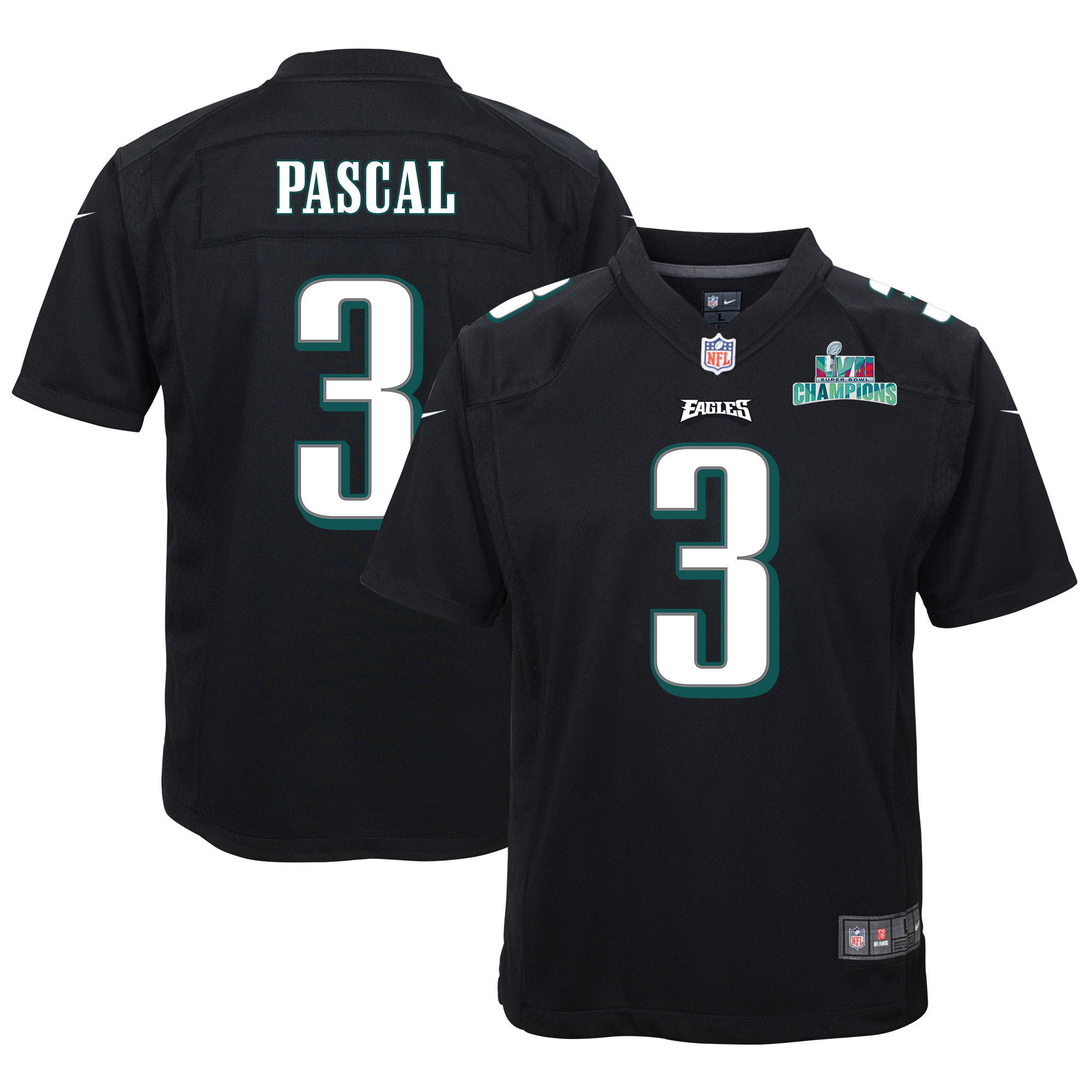 Zach Pascal 3 Philadelphia Eagles Super Bowl LVII Champions Youth Game Stitched Jersey – Black