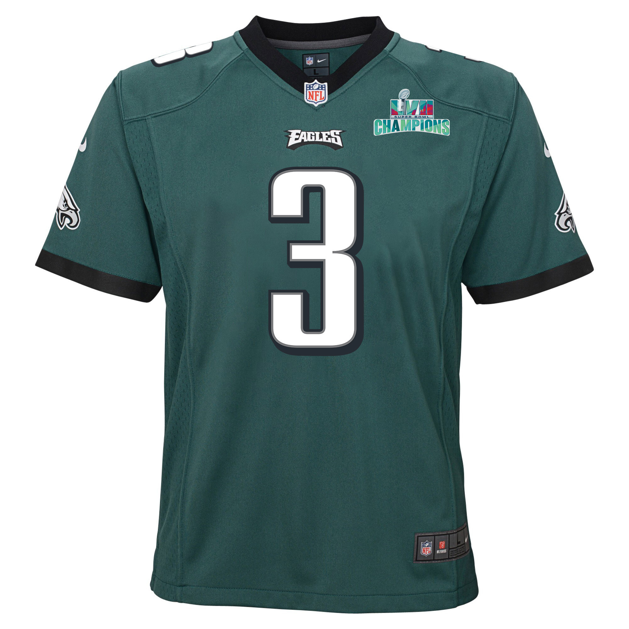 Zach Pascal 3 Philadelphia Eagles Super Bowl LVII Champions Youth Game Stitched Jersey – Midnight Green