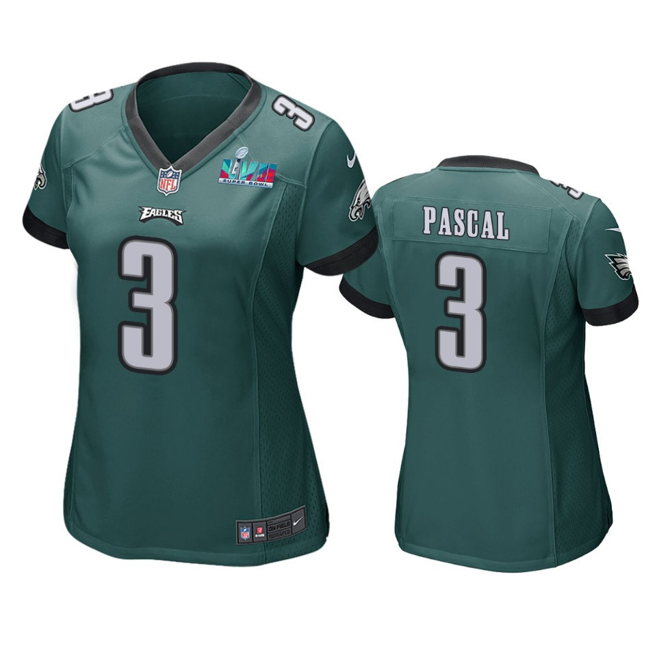 Zach Pascal 3 Philadelphia Eagles Super Bowl LVII Game Stitched Jersey – Women Green