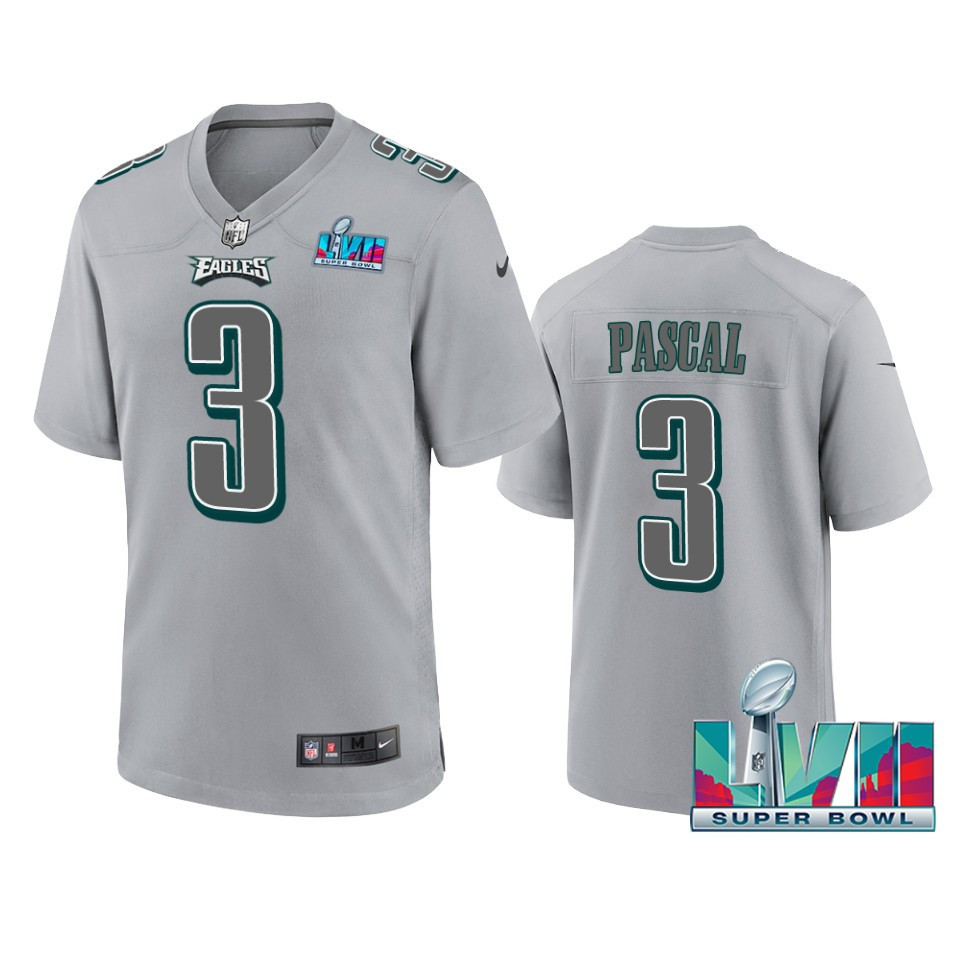 Zach Pascal 3 Philadelphia Eagles Super Bowl LVII Patch Atmosphere Fashion Game Stitched Jersey – Gray