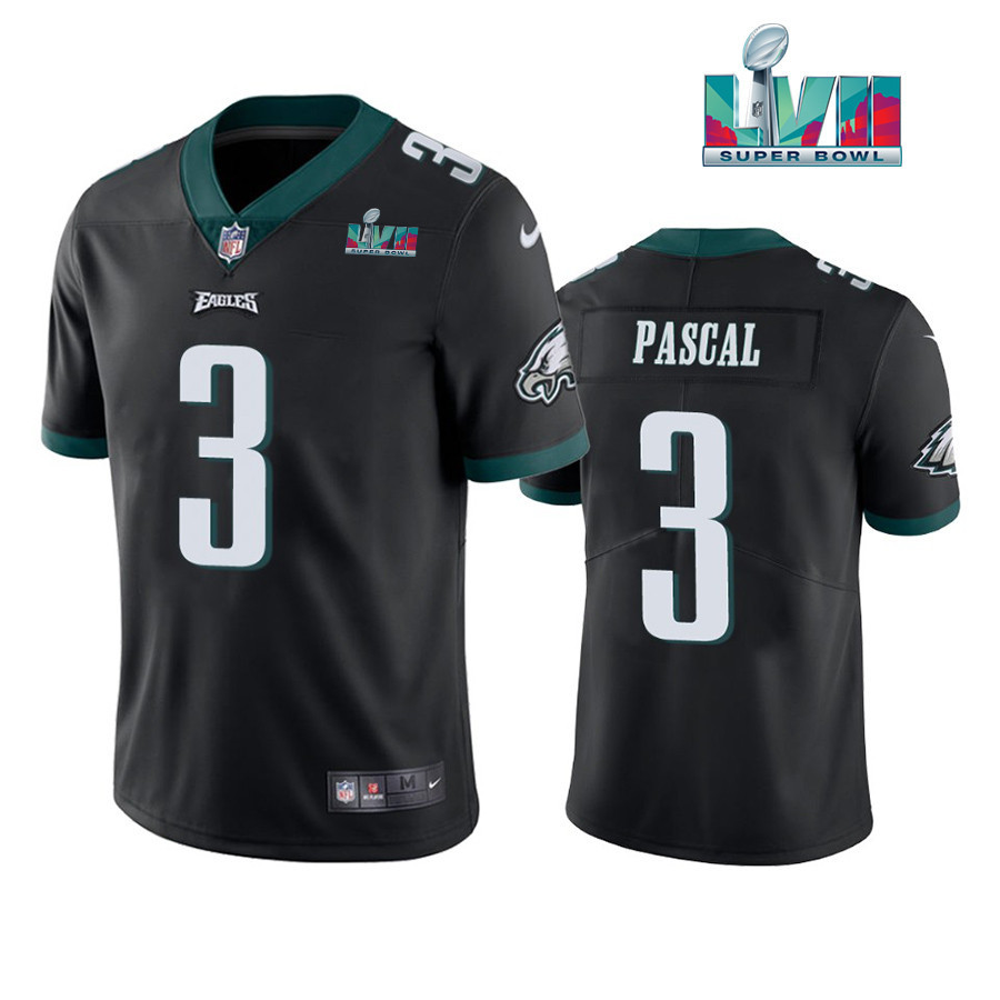 Zach Pascal 3 Philadelphia Eagles Super Bowl LVII Vapor Limited Men Stitched Jersey – Black