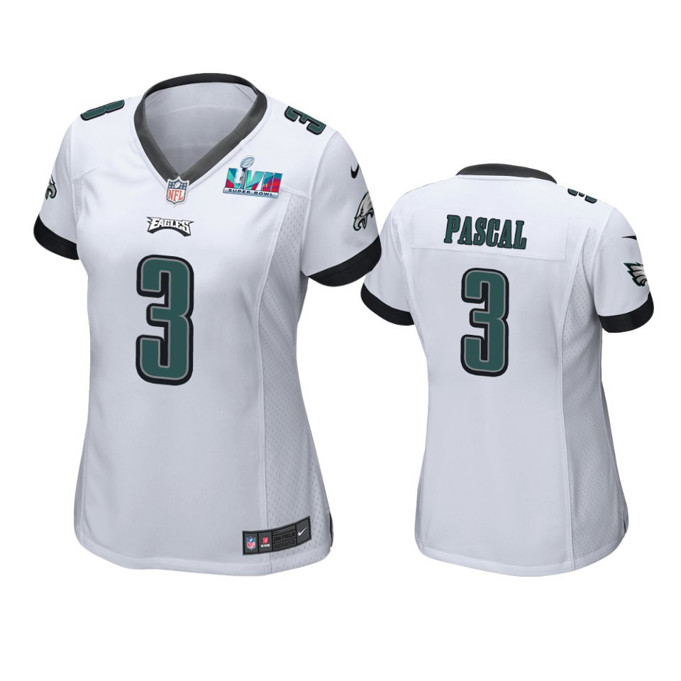 Zach Pascal 3 Philadelphia Eagles Super Bowl LVII White Game Stitched Jersey – Women